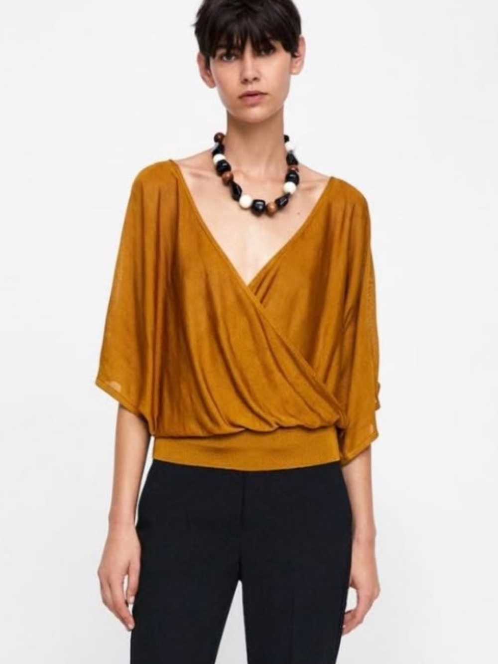 Zara Knit Women's Wrap Blouse